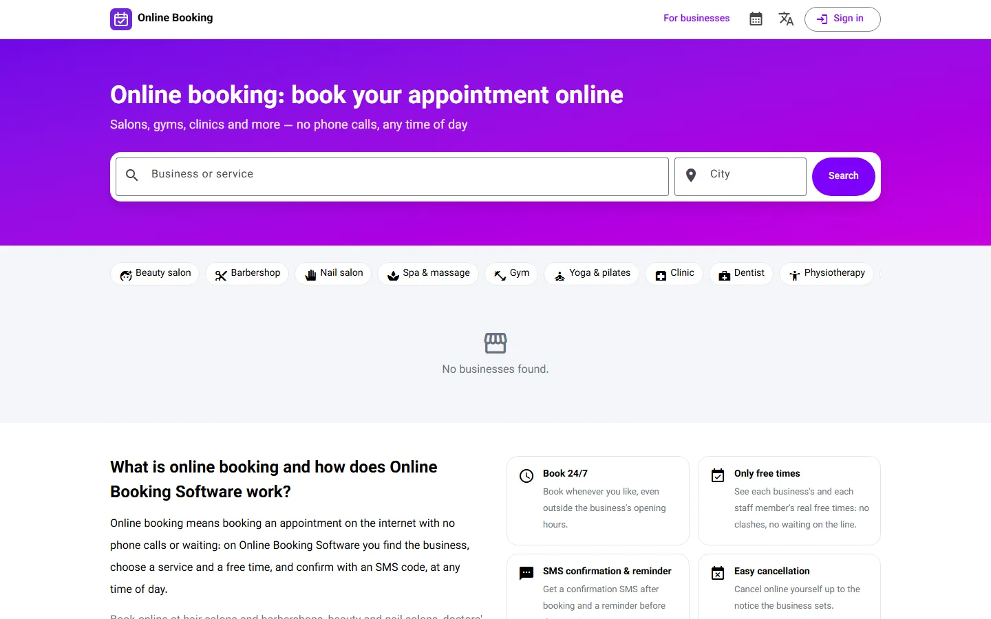 Online booking and appointment system